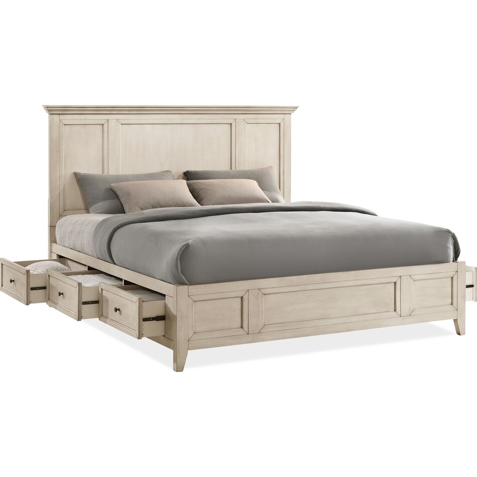 Lincoln 6Piece Storage Bedroom Set with Nightstand, Dresser and Mirror