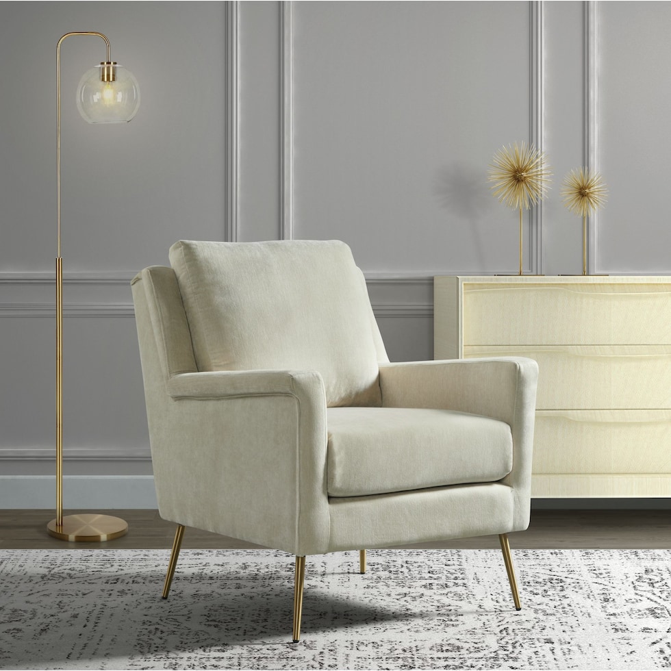 linn white accent chair   