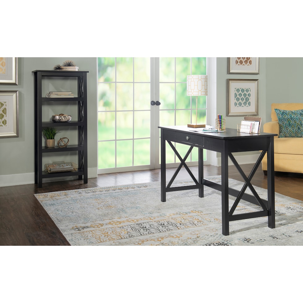 linna black bookcase   