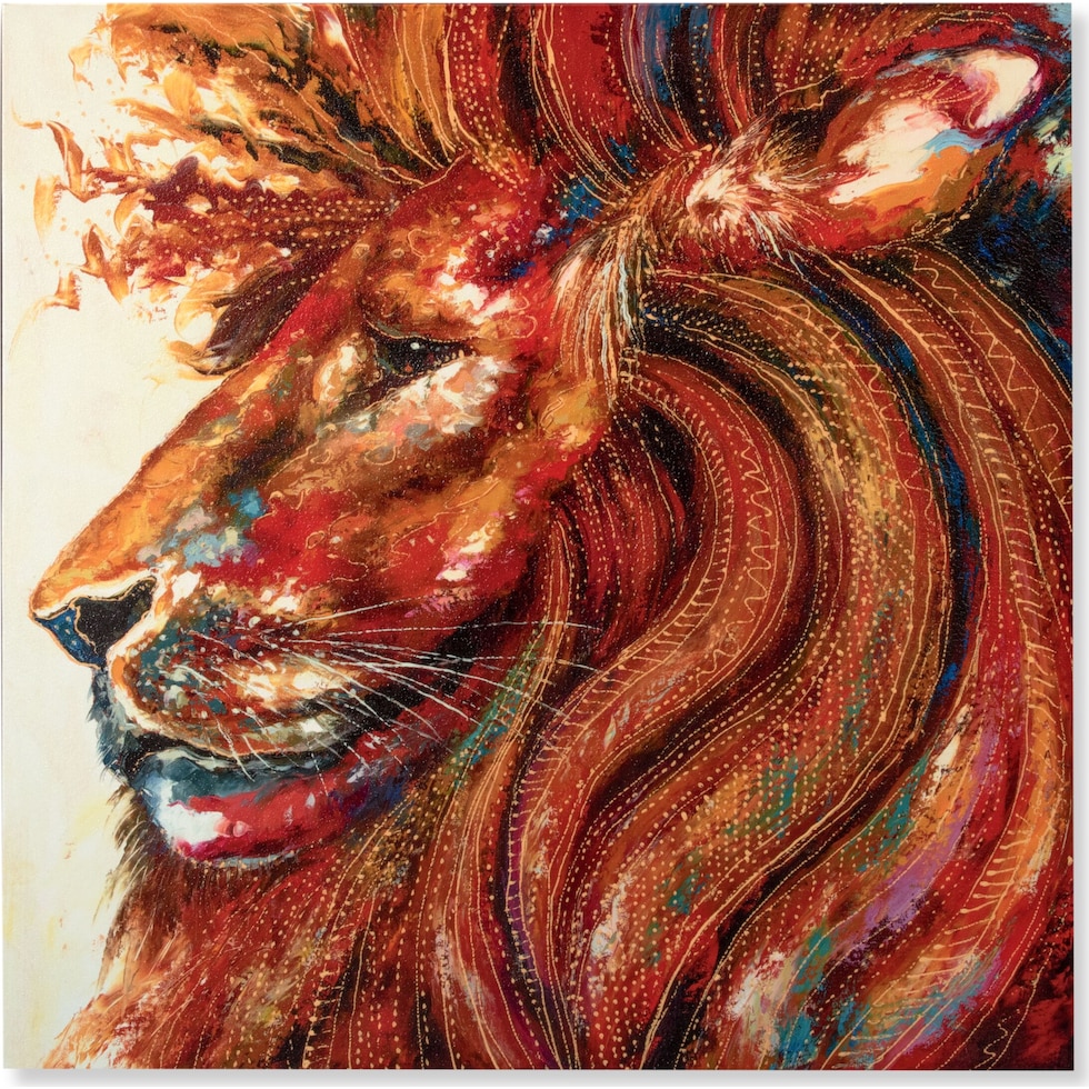 lion orange wall art   