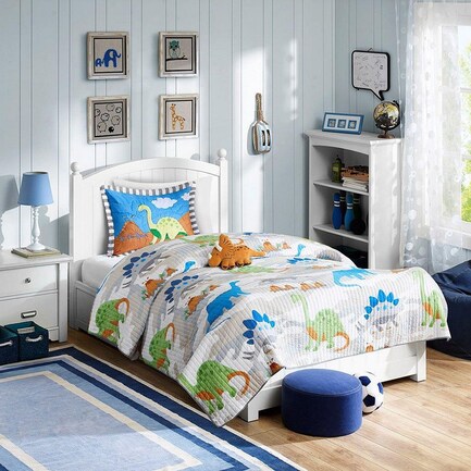 Little Foot 4-Piece Full/Queen Bedding Set - Blue and Green