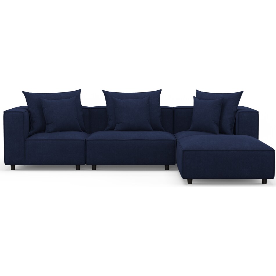 logan blue  pc sectional and ottoman   