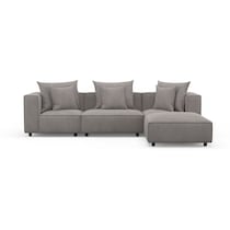 logan curious silver pine  pc sectional and ottoman   
