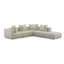 logan light brown  pc sectional and ottoman   