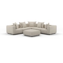 logan light brown  pc sectional and ottoman   