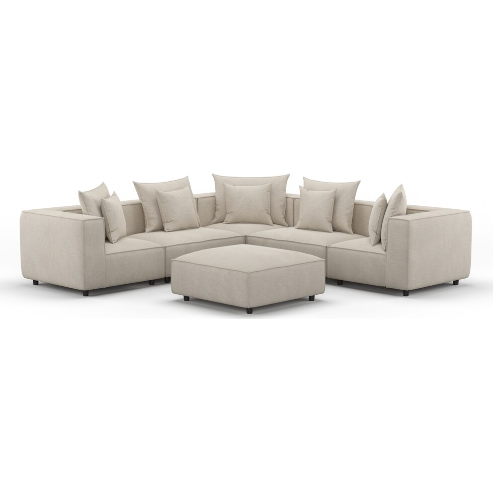 logan light brown  pc sectional and ottoman   
