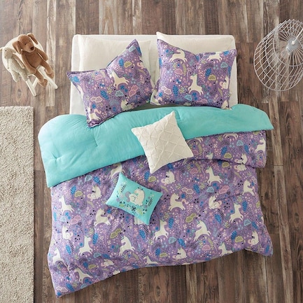 Lola 5-Piece Full/Queen Bedding Set - Purple