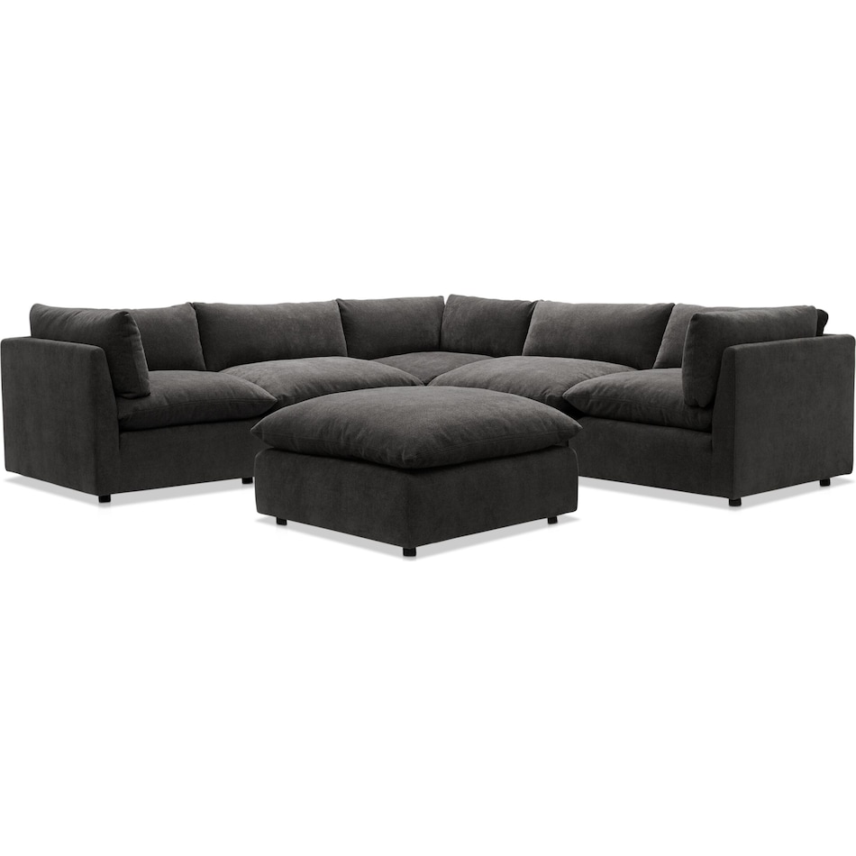 Lola 5Piece Sectional and Ottoman Set Charcoal Value City Furniture