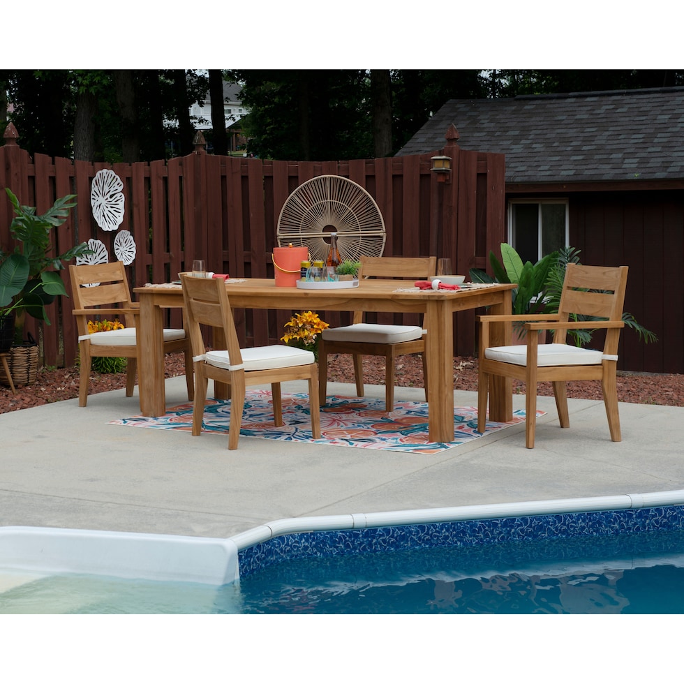 long beach light brown  pc outdoor dining   