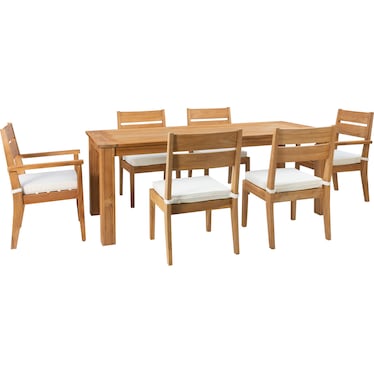 Long Beach Outdoor Dining Table, 2 Dining Armchairs and 4 Dining Chairs