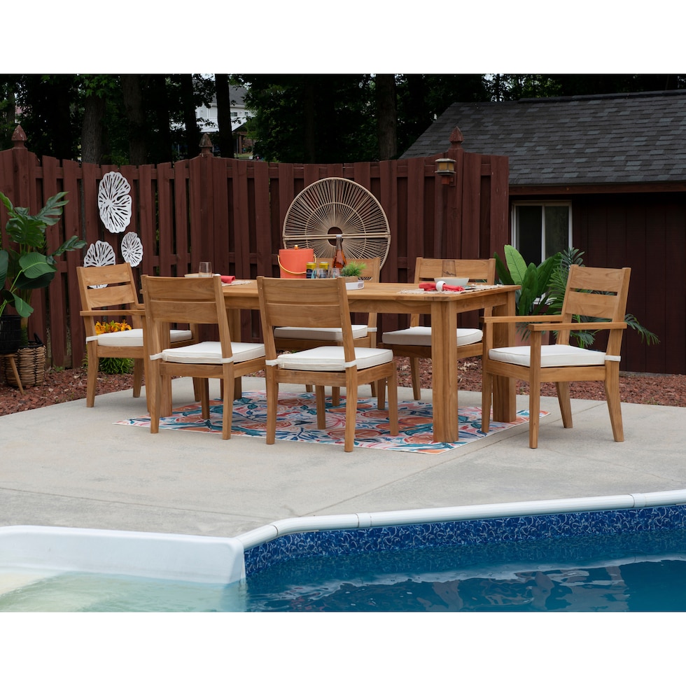 long beach light brown  pc outdoor dining   