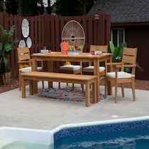 long beach light brown outdoor dining bench   