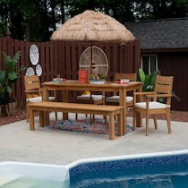 long beach light brown outdoor dining bench   