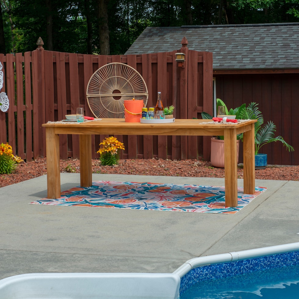 long beach light brown outdoor dining table   