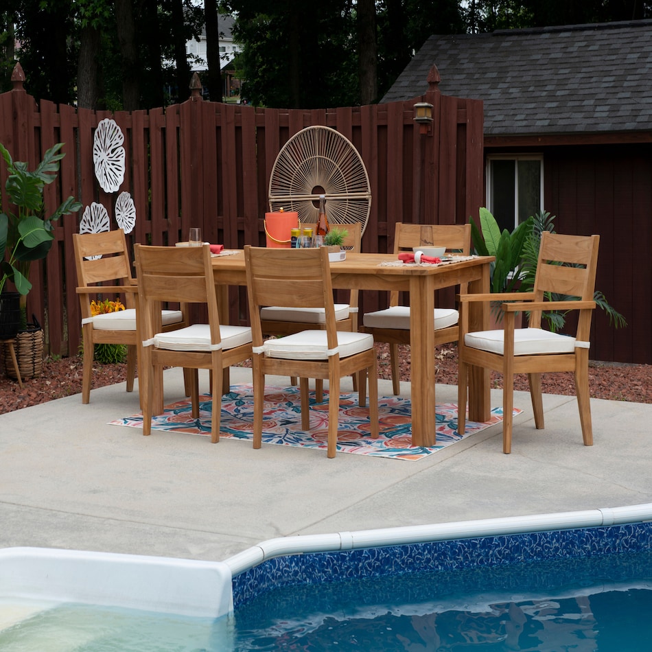 long beach light brown outdoor dining table   