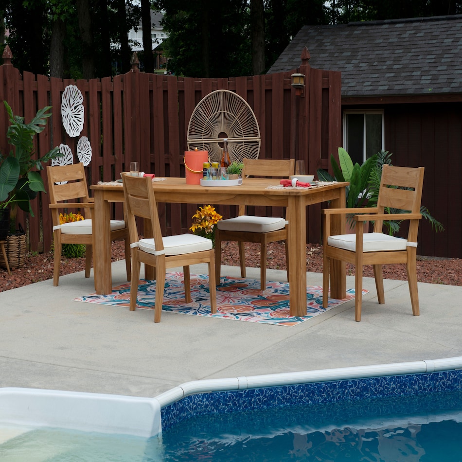 long beach light brown outdoor dining table   