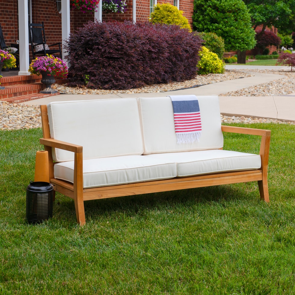 long beach natural antique white outdoor loveseat   