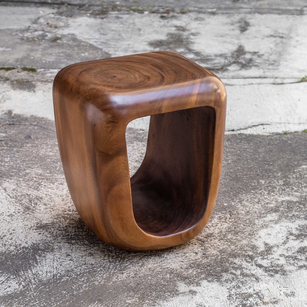 loophole dark brown accent table   