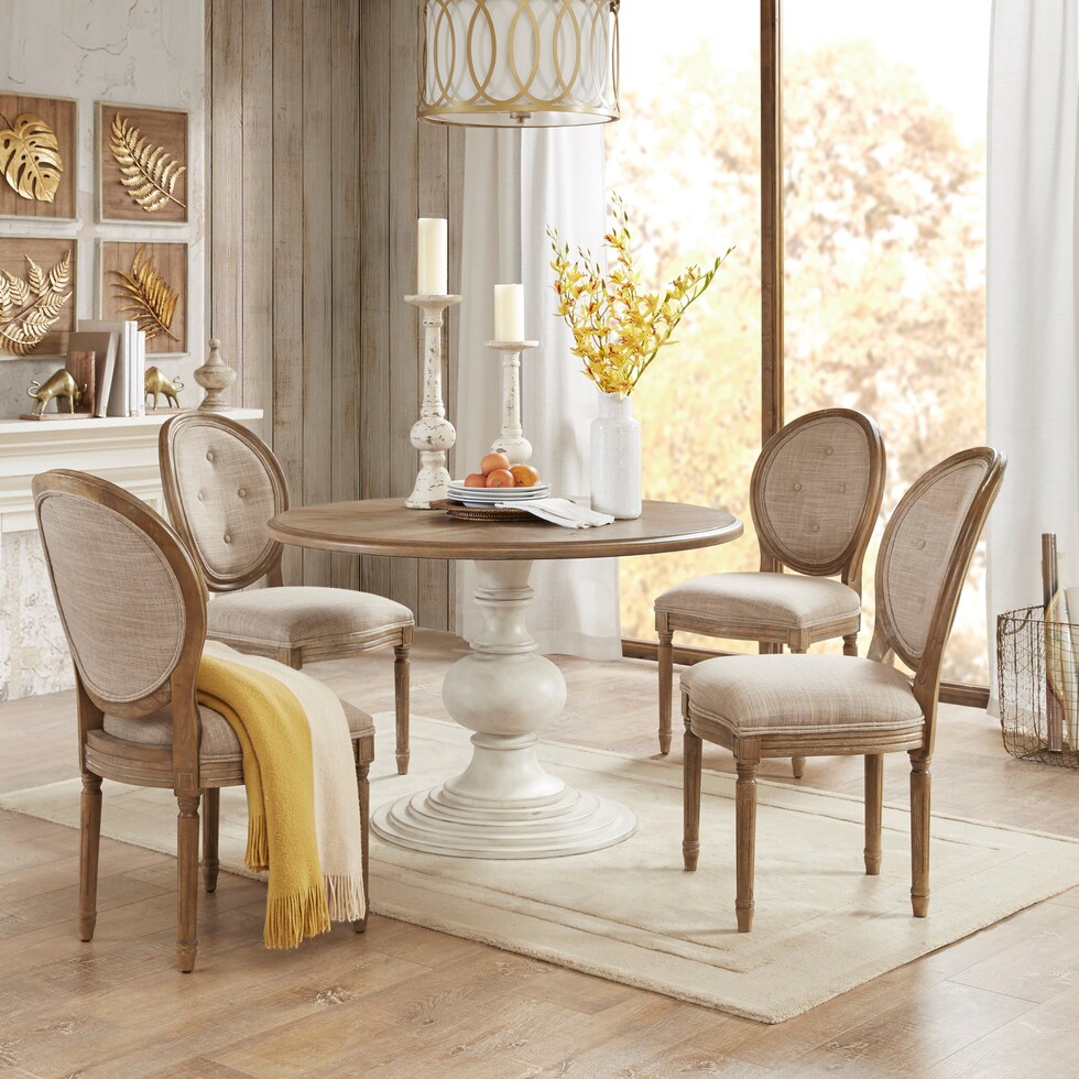 lorenzo walnut cream dining table   