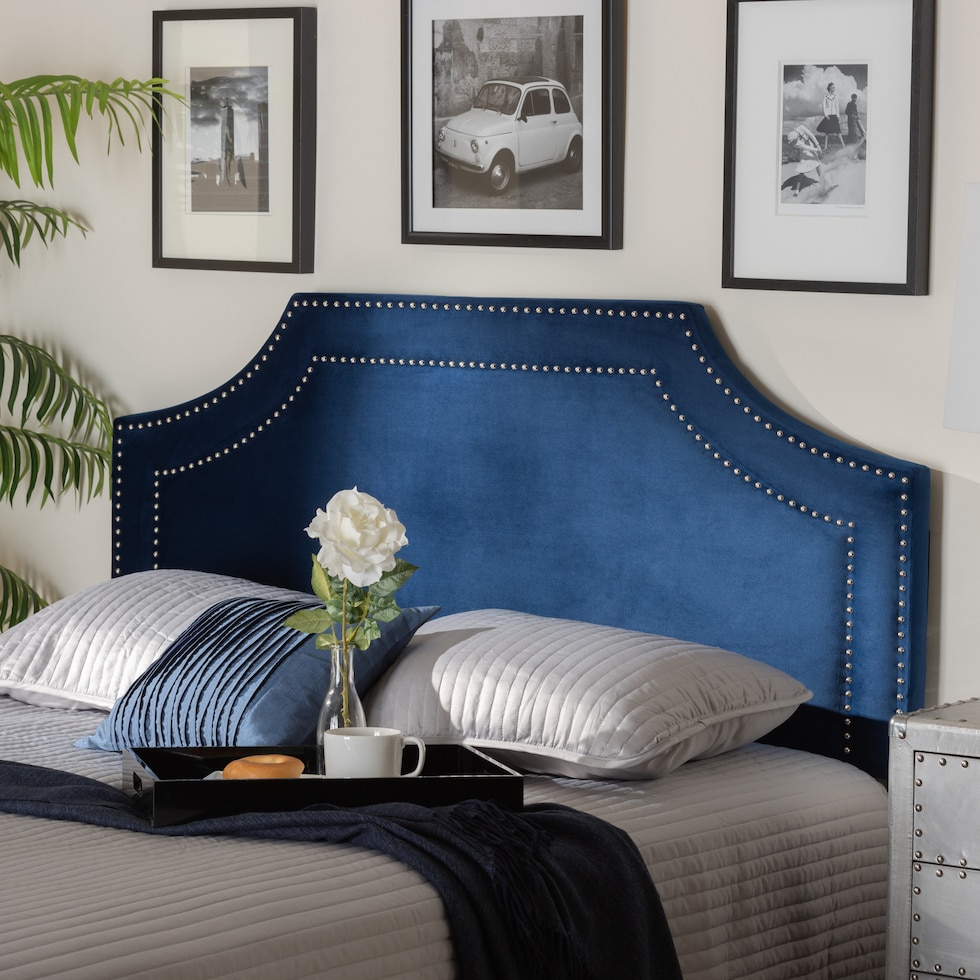 louie blue queen headboard   