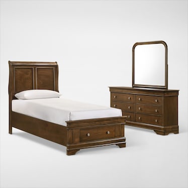 Louis 5-Piece Storage Bedroom Set with Dresser and Mirror