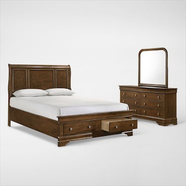 Louis 5-Piece Storage Bedroom Set with Dresser and Mirror