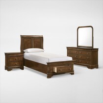 louis bedroom light brown  pc twin bedroom   
