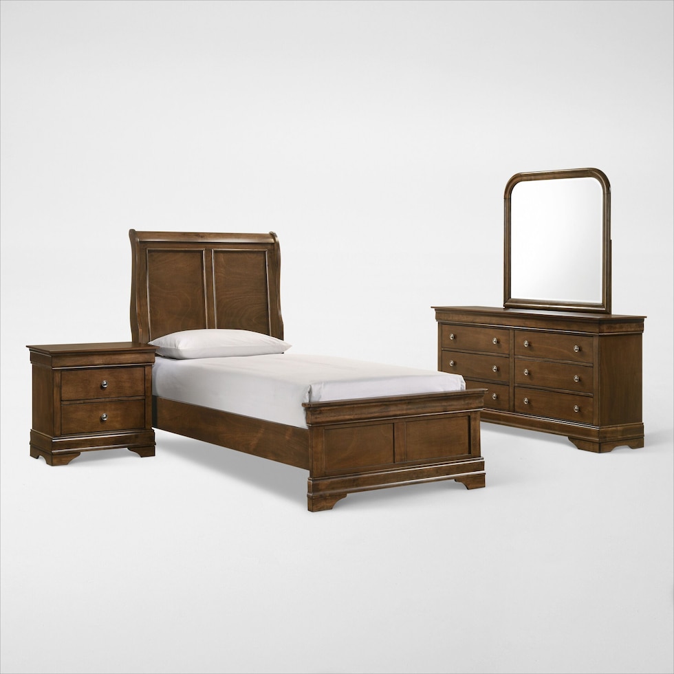louis bedroom light brown  pc twin bedroom   