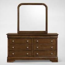 louis bedroom light brown dresser and mirror   