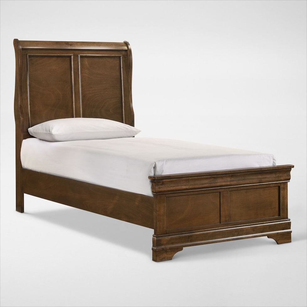 louis bedroom light brown twin bed   