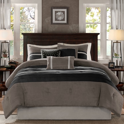 Louise California King Comforter Set-Gray