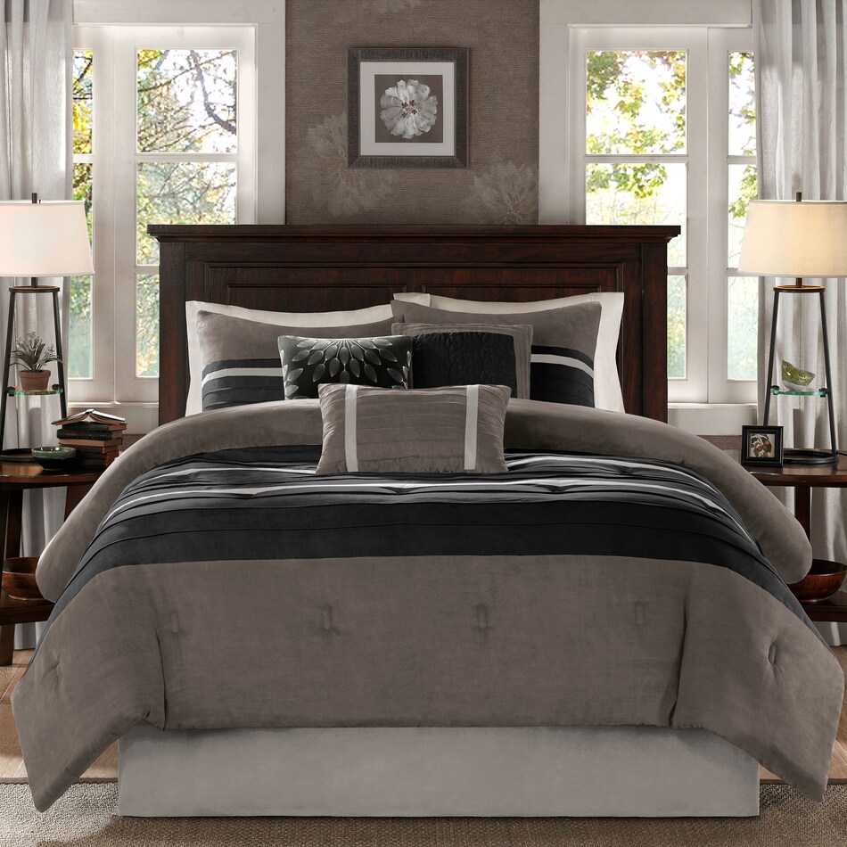 louise black and gray california king bedding set   