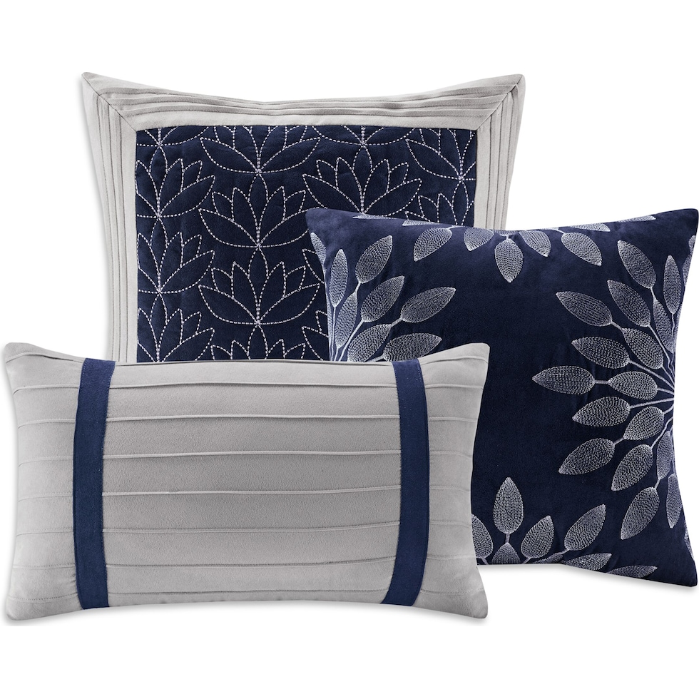 louise blue queen bedding set   