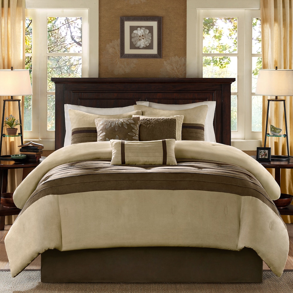 louise light brown full bedding set   