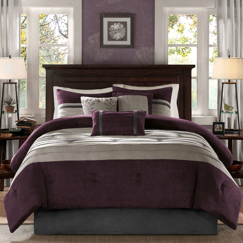 louise purple king bedding set   