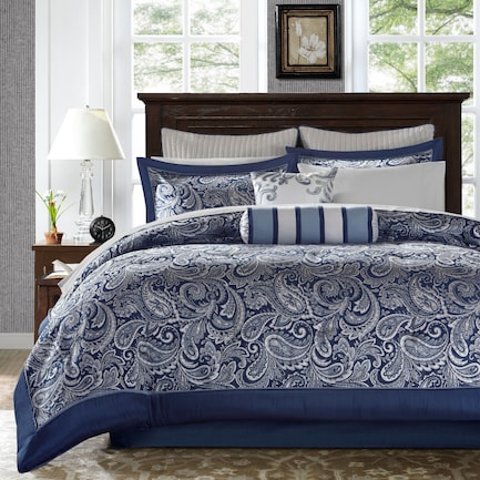 Louisiana California King Complete Bed Set - Blue