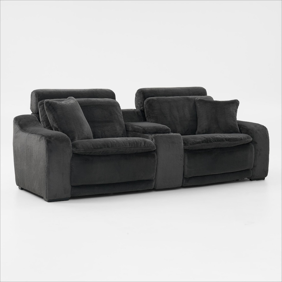 luca reclining blue loveseat   