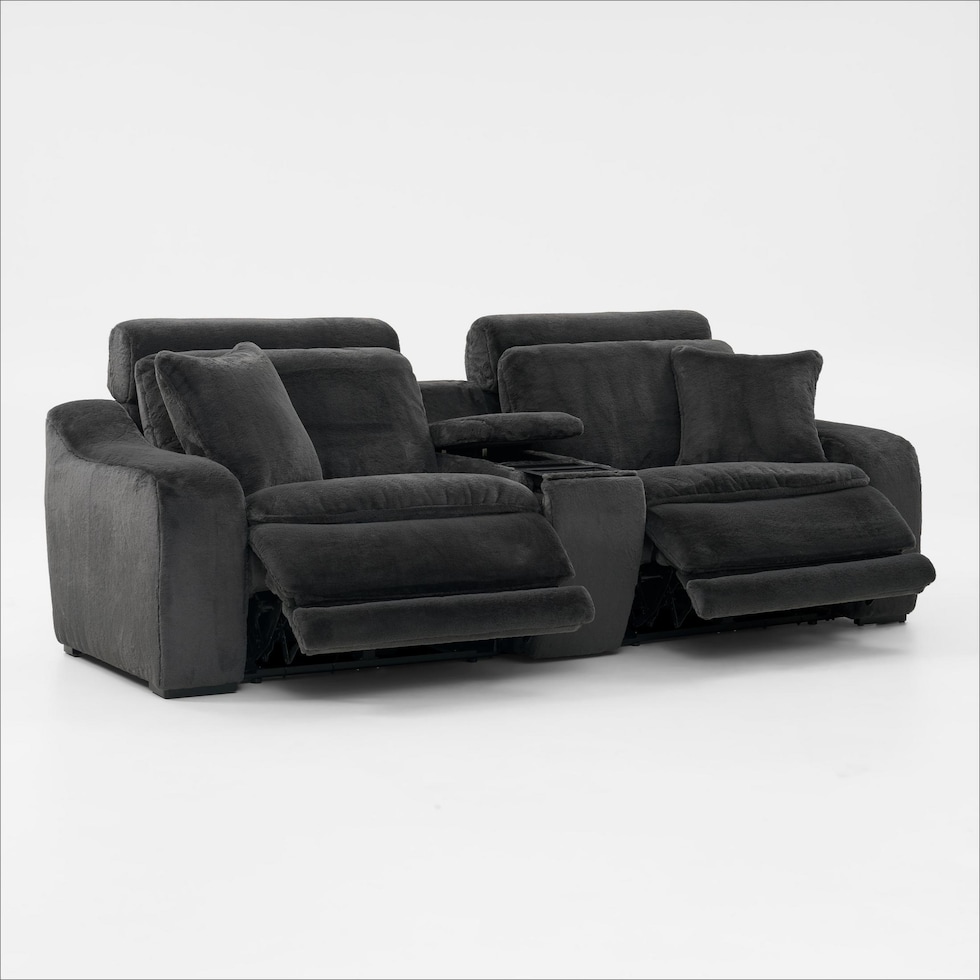 luca reclining blue loveseat   