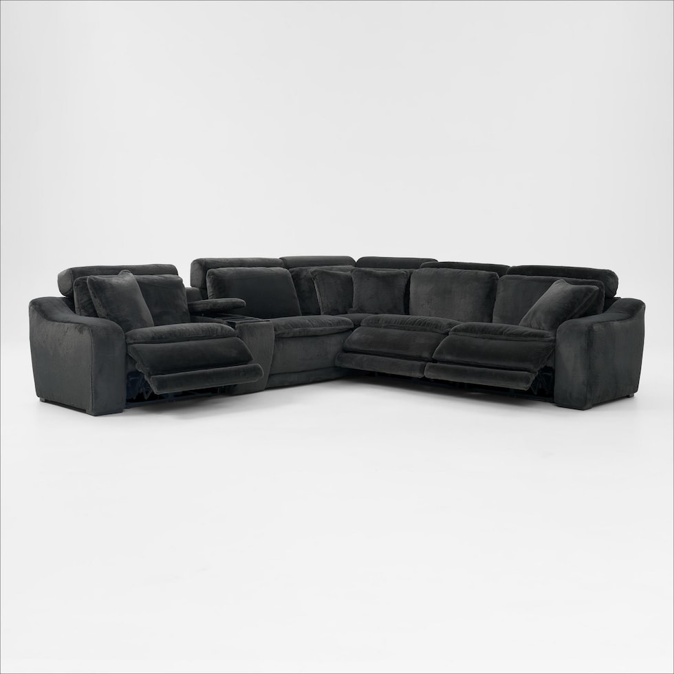 luca reclining blue sectional   