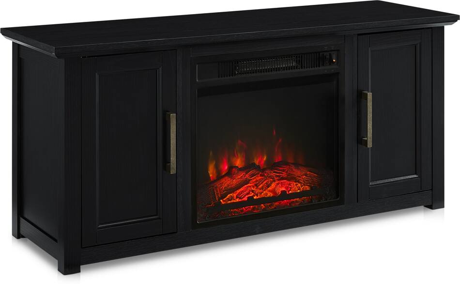 Lucas 48” TV Stand with Fireplace Black Value City Furniture