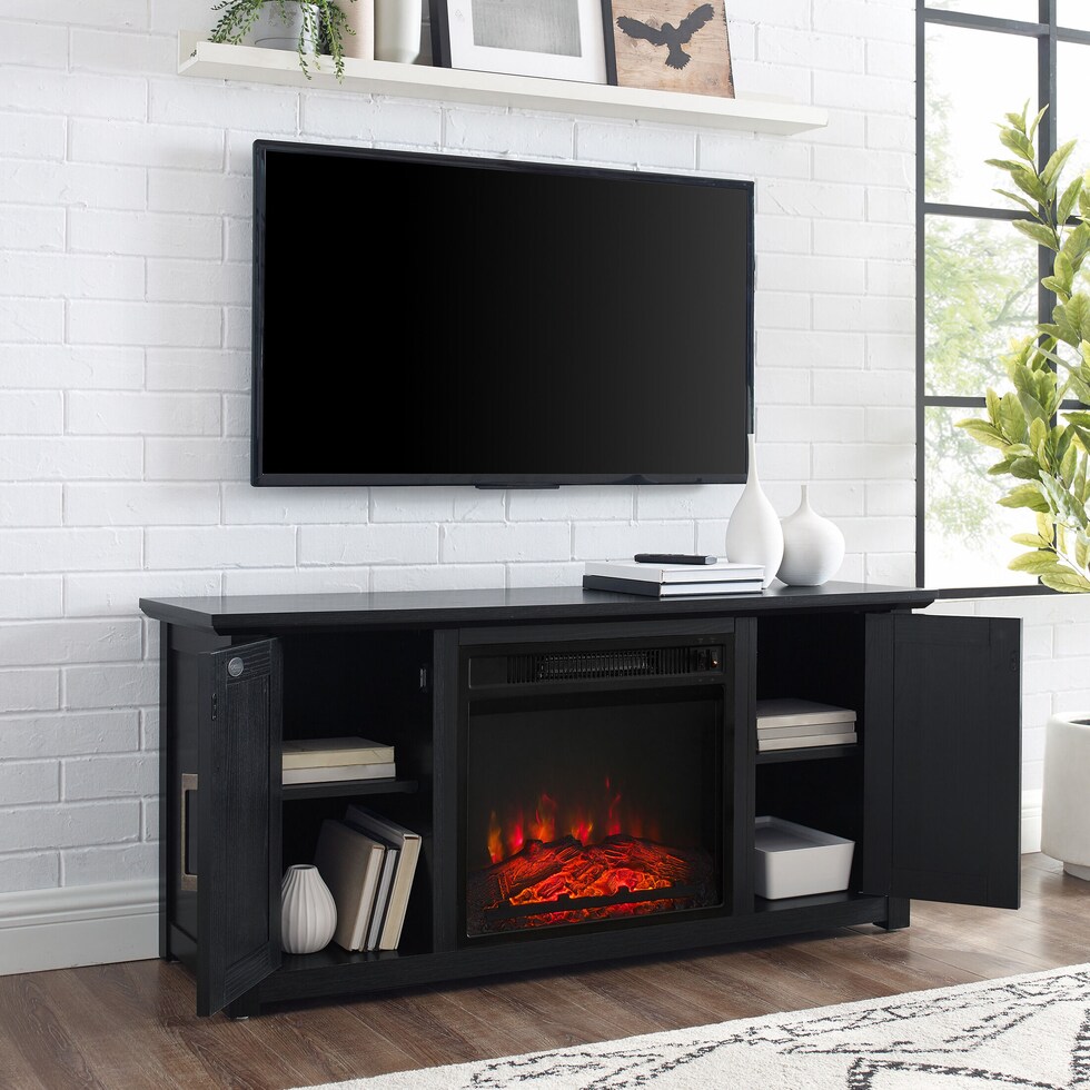 lucas black fireplace tv stand   