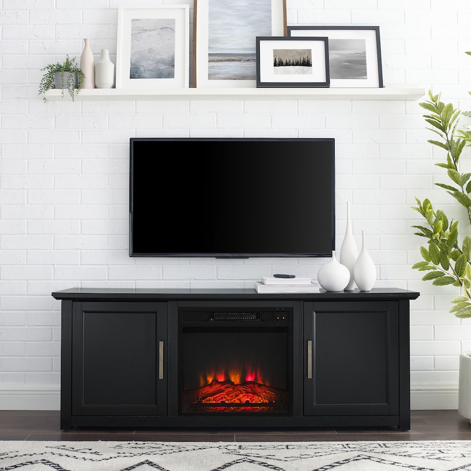lucas black fireplace tv stand   