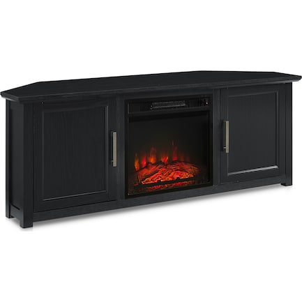 Lucas 58” Corner TV Stand with Fireplace - Black