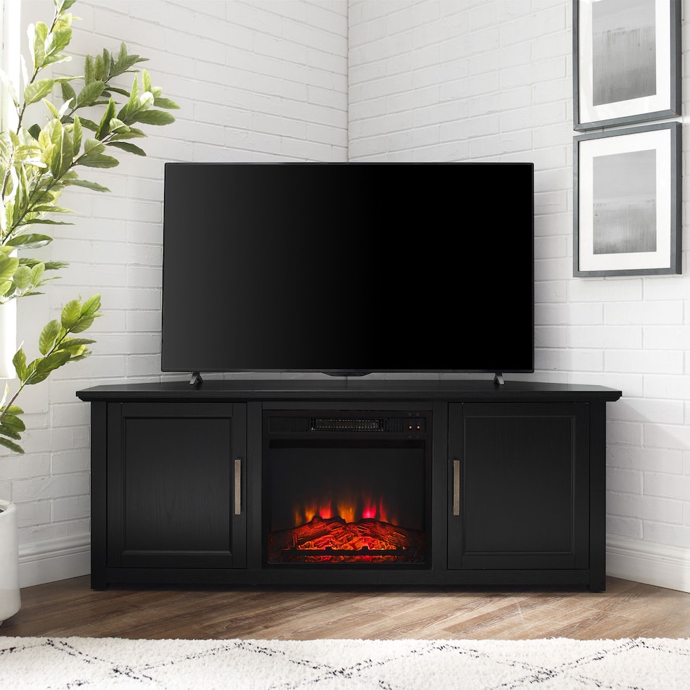 lucas black fireplace tv stand   