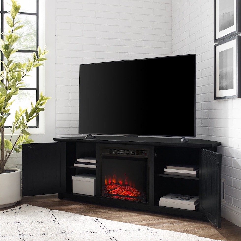 lucas black fireplace tv stand   