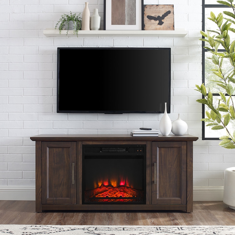 lucas dark brown fireplace tv stand   