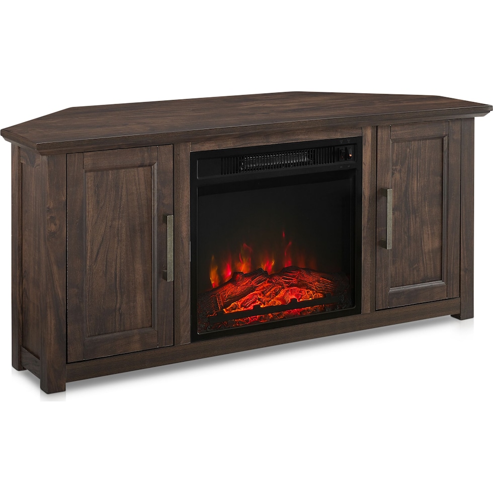 lucas dark brown fireplace tv stand   