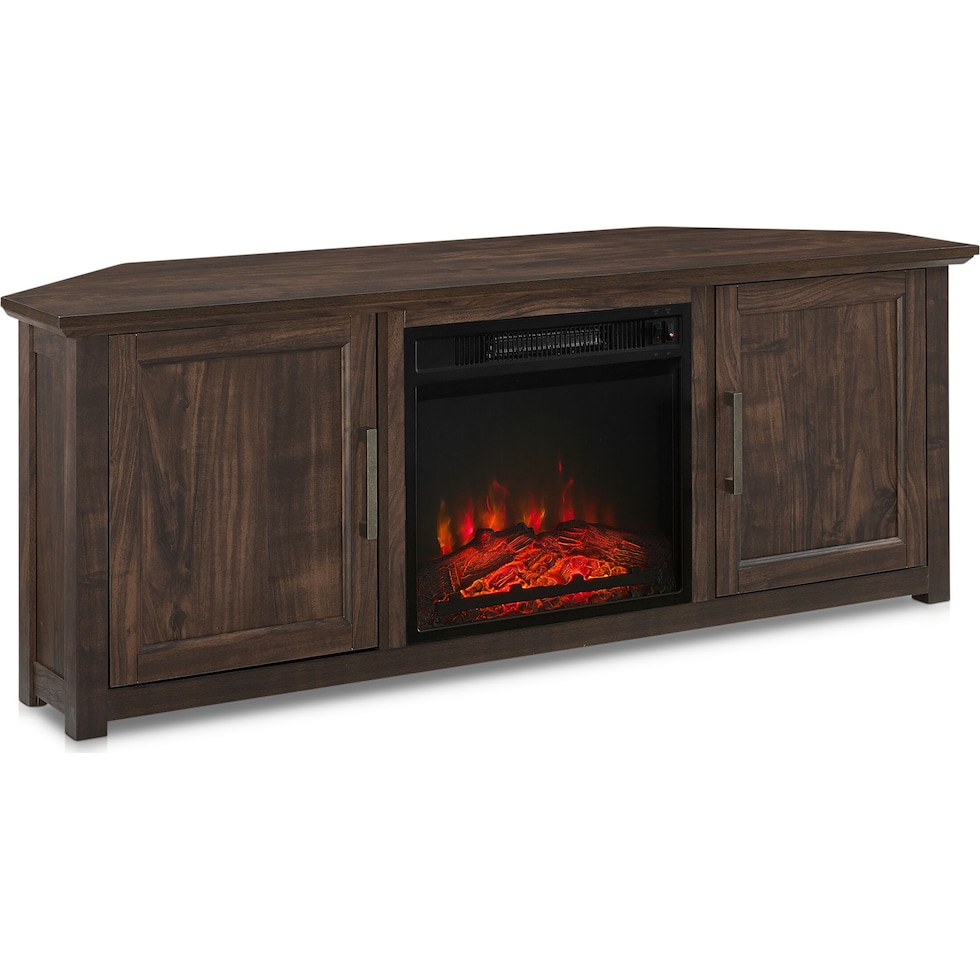 lucas dark brown fireplace tv stand   