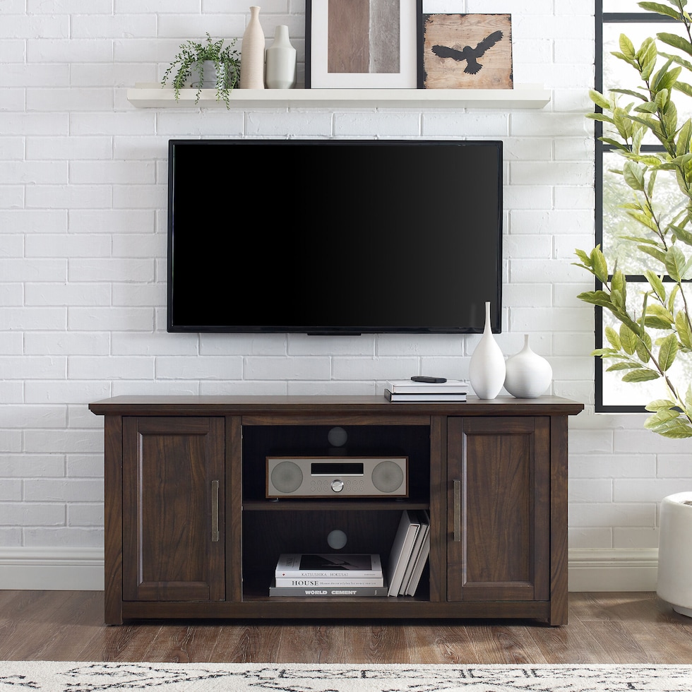 lucas dark brown tv stand   
