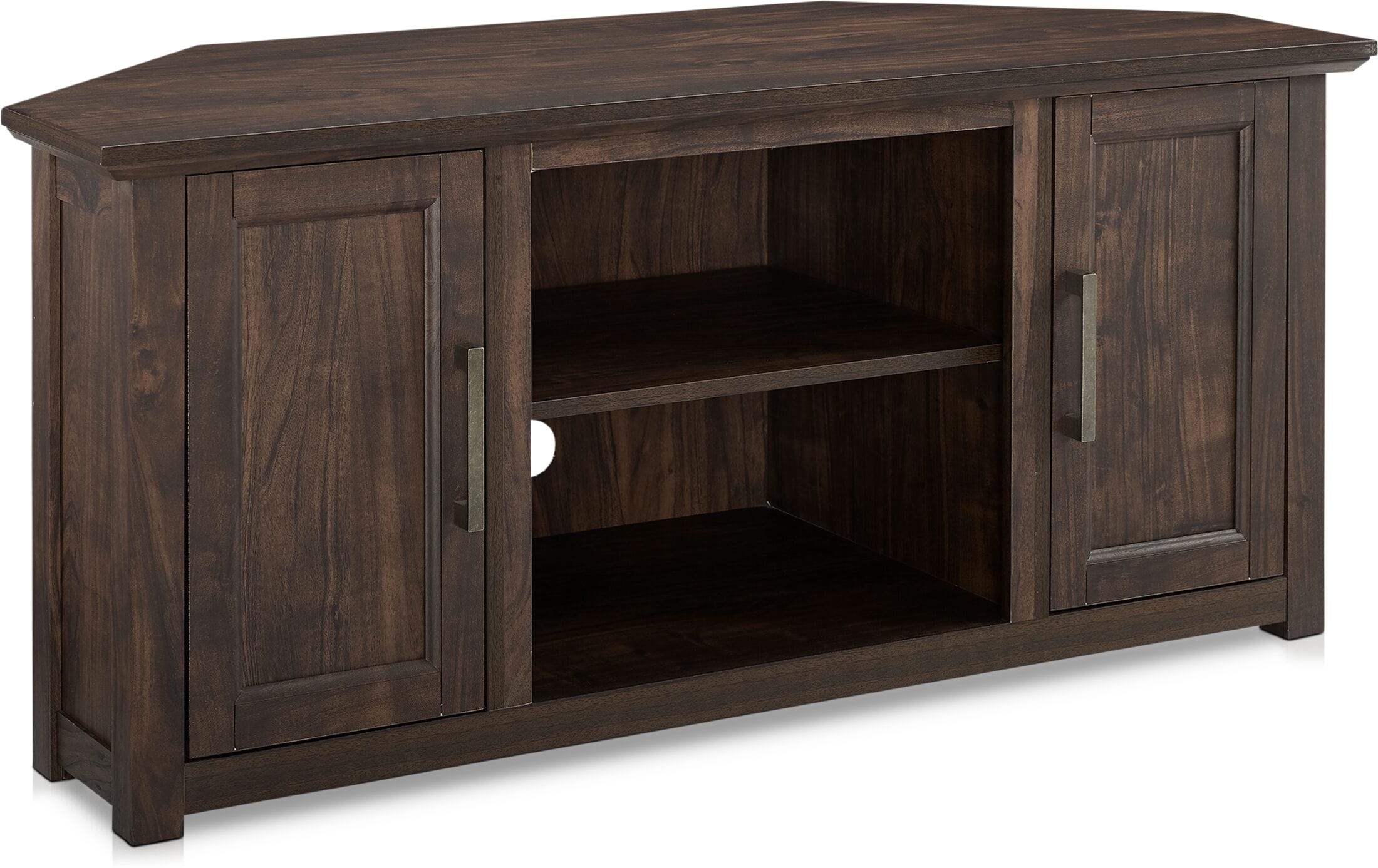 Dark brown clearance corner tv stand